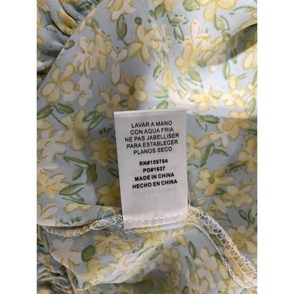 Calista Margo Blouse Size Small Floral Crop Button Up Tie Front Blue Yellow NEW - Picture 8 of 10